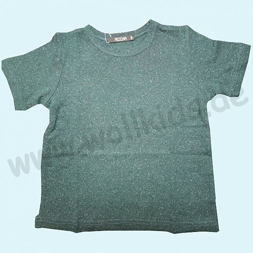ALKENA Kurzärmliges Kinder Hemd - Shirt - Pulli, auch als Schlafi, Bourette Seide grün meliert