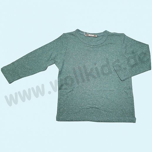 ALKENA Langärmliges Kinder Hemd - Shirt - Pulli, auch als Schlafi, Bourette Seide grün meliert