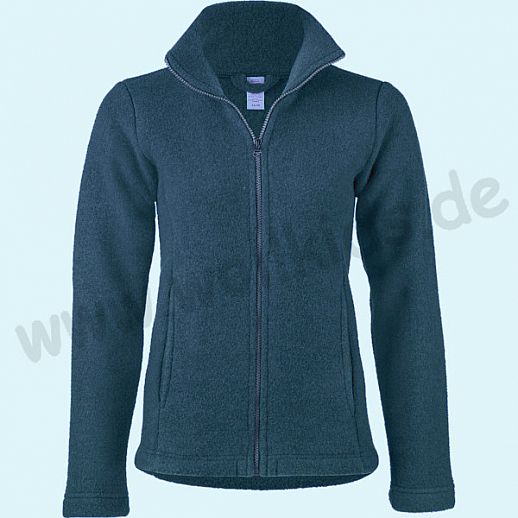 ENGEL - WOLLFLEECE Jacke für Damen - extra dickes Fleece - kbT Merinowolle, atlantik