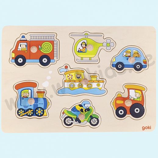 GOKI Holzpuzzle - Verkehrsmittel - fördert Motorik Spielzeug Puzzle 7 Teile
