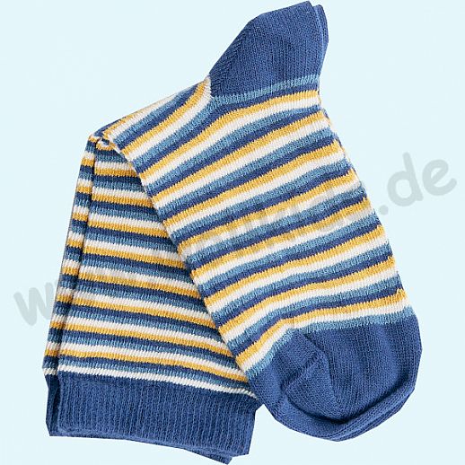 LEELA COTTON - BIO Baumwolle - Kindersocken blau bunt geringelt