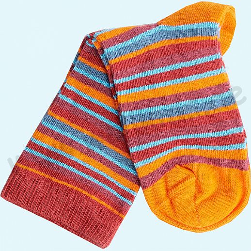 LEELA COTTON - BIO Baumwolle - Kindersocken orange bunt geringelt
