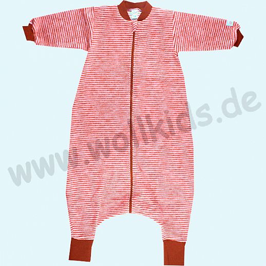 Genial und NEU: LILANO - Schlafsäckchen - Schlafsack - Wolle Seide rot Ringel - Schlafsack mit Bein