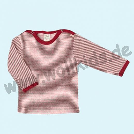 LILANO: Wunderschönes Baby Kinder Shirt mit Schulterknöpfen Wolle Seide Rot Ringel