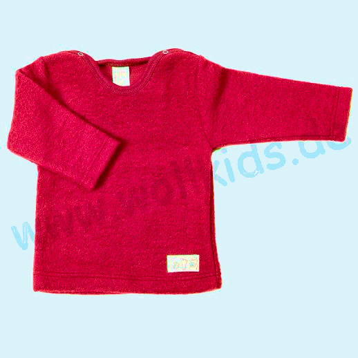LILANO - Pullover - Pulli - Shirt - Pullover - Schurwollfrottee Plüsch rot - extra weich und warm