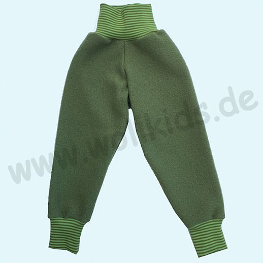 Wohlfühlhose - Walkhose mit Nabelbund - waldgrün - Yogabund grün Ringel - Hose