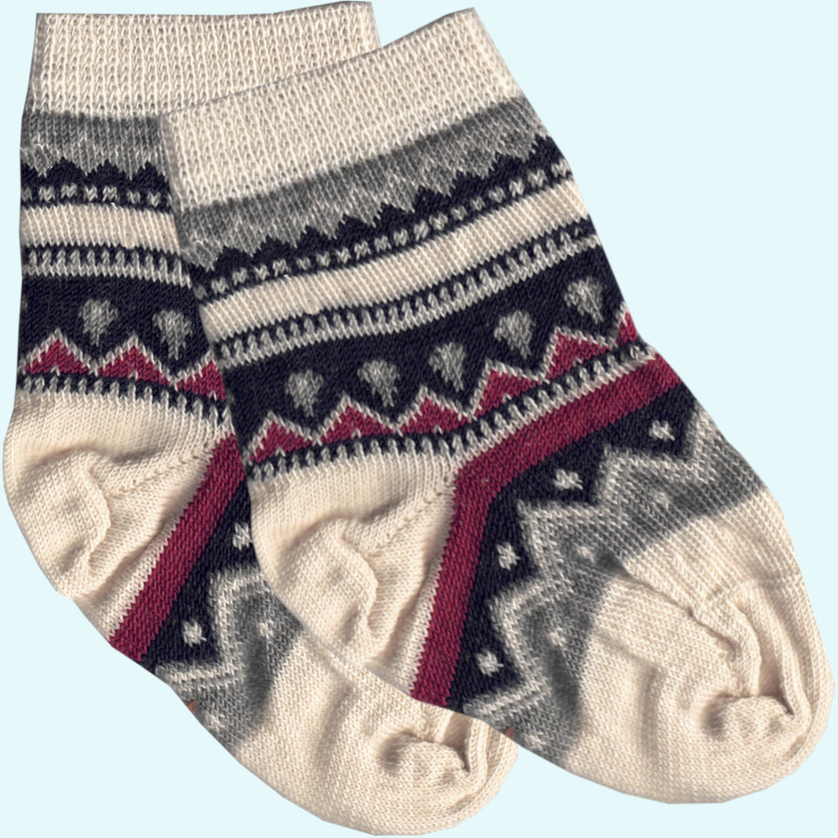 Warme Wollsocken mit Norwegermuster für Babys aus Schurwolle - Grödo Warme Wollsocken für Babys aus Schurwolle von Grödo - mit Norwegermuster