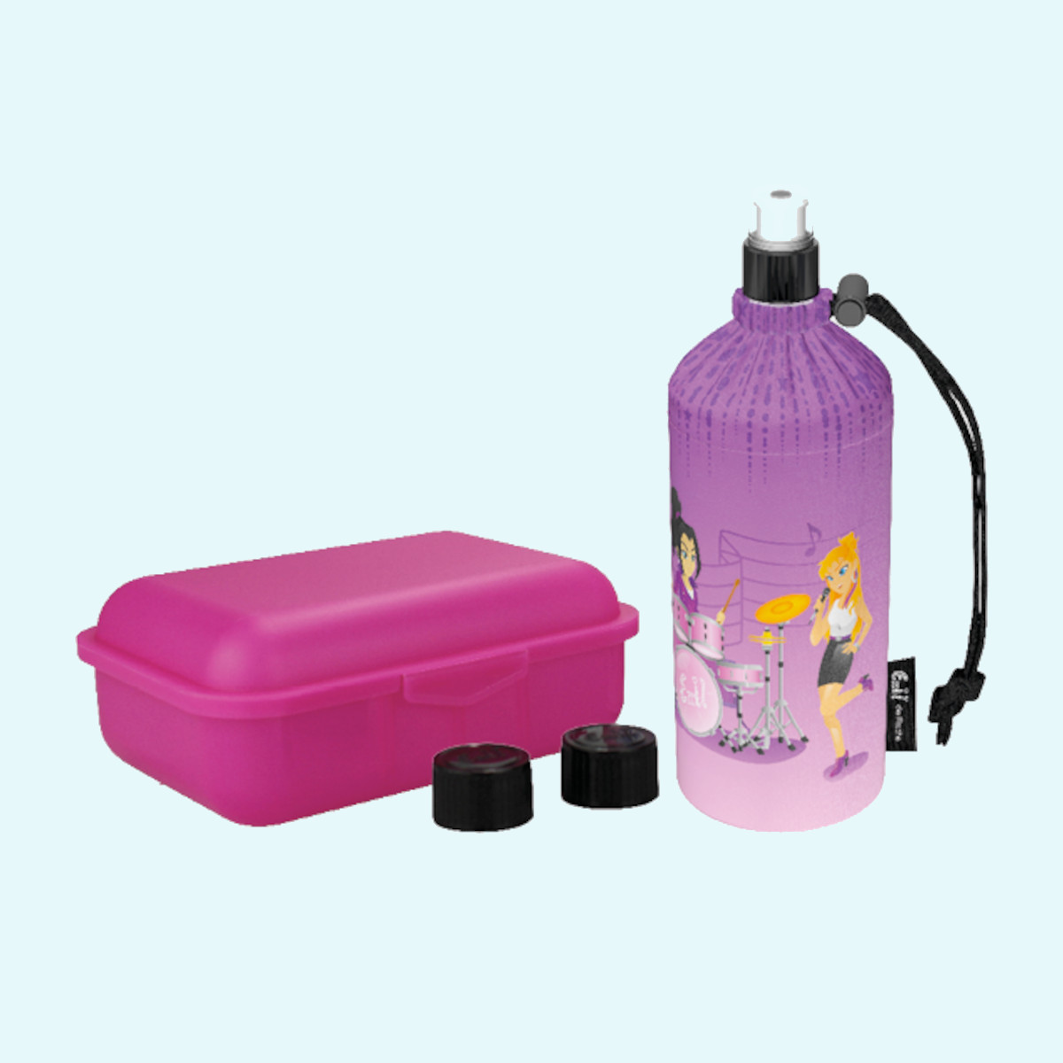 Emil Kinder Schulstart Starter-Set mit Brotdose + Trinklasche Emil - Kindergarten & Schulstart Starter-Set für Kinder - Brotdose, Trinkflasche mit Trinkcap & Ersatzverschlüsse