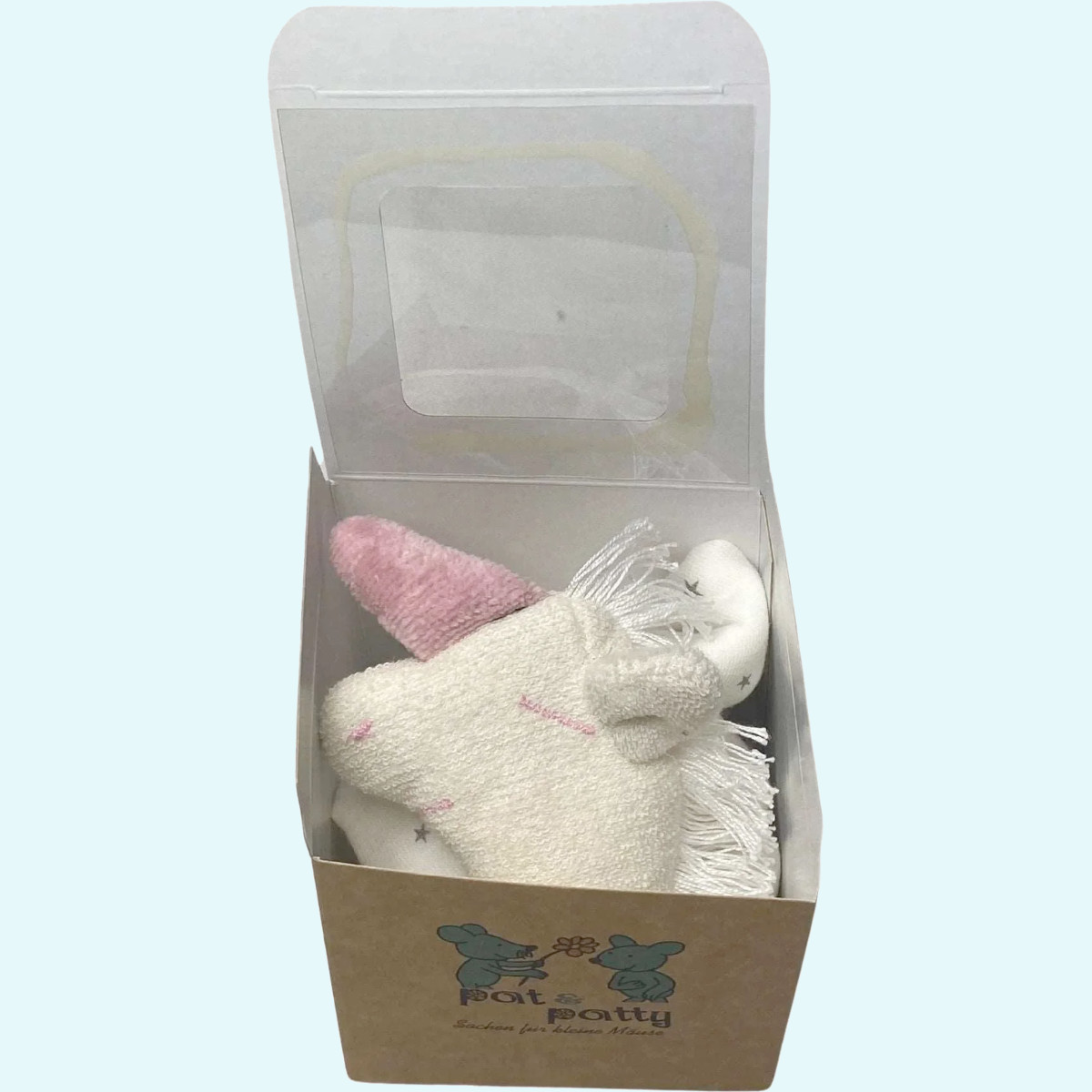 Baby Schnuffeltuch aus 100% Bio Baumwolle - Pat & Patty Schnuffeltuch mit Kuscheltier für Babys aus 100% Bio Baumwolle von Pat & Patty