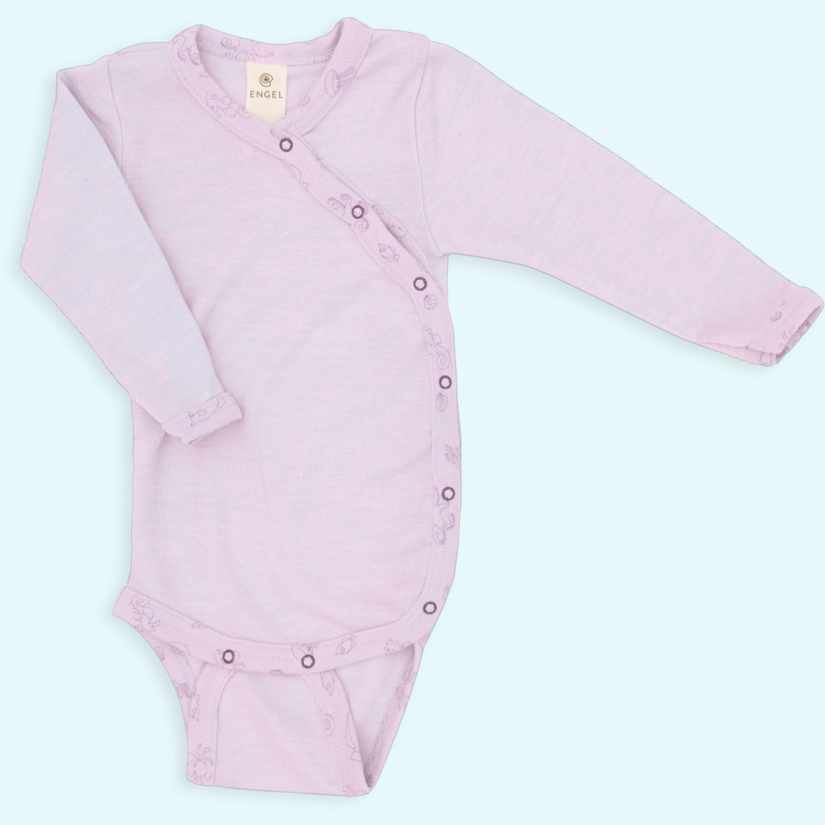 SALE - Warmer Engel Baby Wickelbody Merinowolle Seide SALE - Langarm Baby Wickelbody einfarbig von Engel aus kbT merino Schurwolle/Seide pastellmint & magnolie - ideal im Winter & bei empfindlicher Haut GOTS