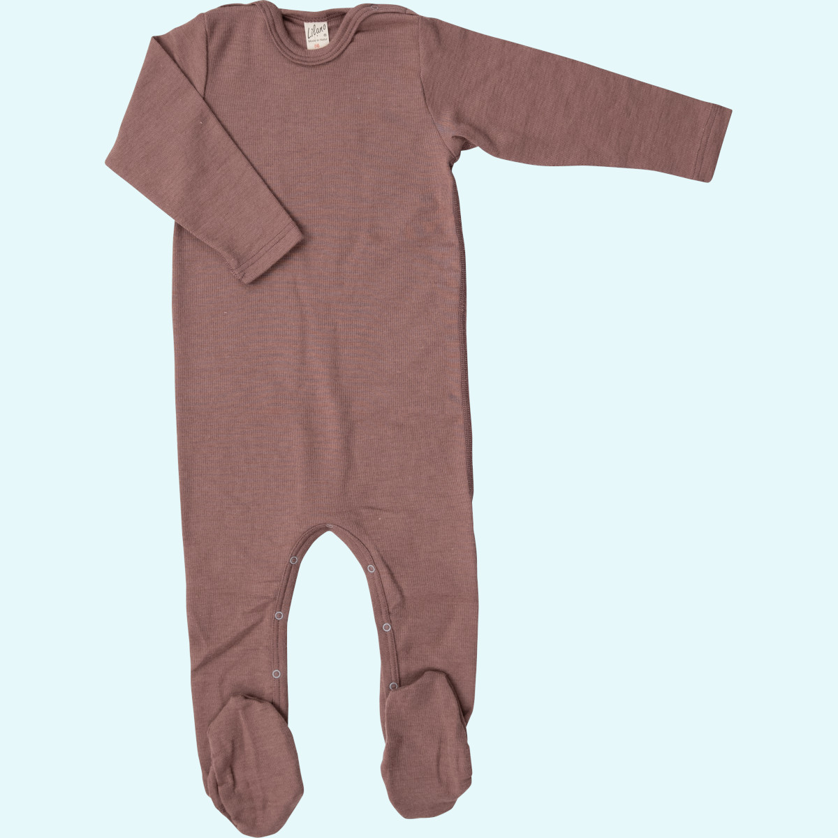 Schlafanzug aus Wolle Seide für Babys Baby Overall Schlafanzug mit Fuß Wolle Seide langarm farbig uni GOTS