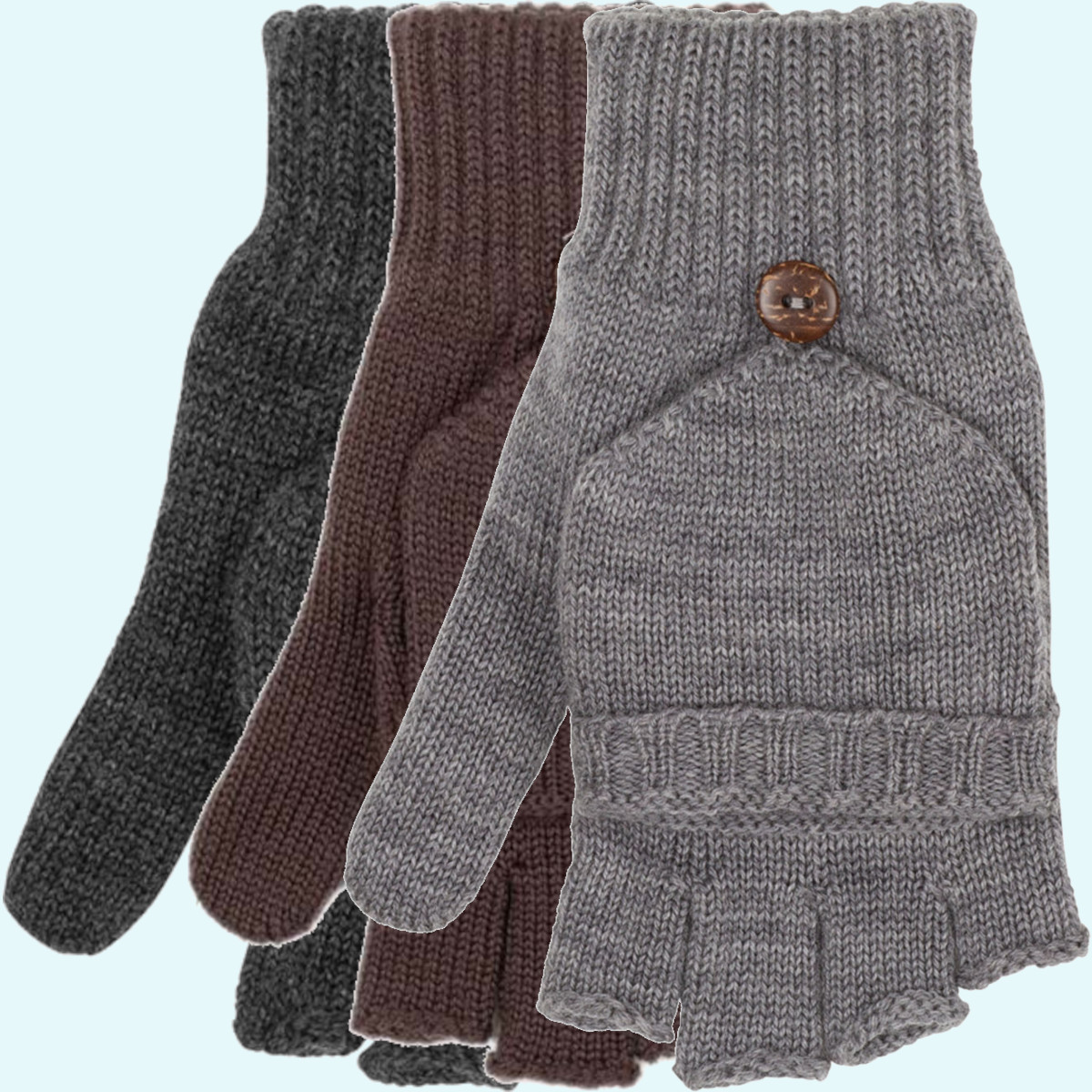 ❄ Klapp - Handschuhe ❄ Halbfinger Fäustlinge ❄ aus BIO Schurwolle ❄ für Erwachsene
