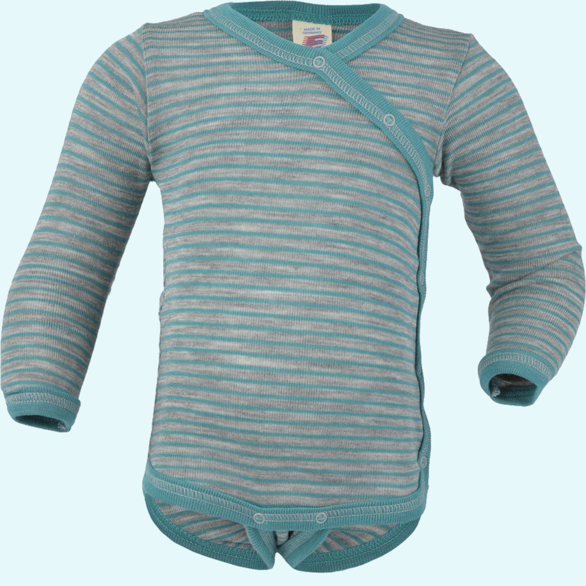 SALE - Engel Baby Wickelbody langarm aus merino Wolle/Seide SALE - Baby Wickelbody langarm geringelt von Engel aus BIO merino Schurwolle/Seide - Sommer & Winter GOTS