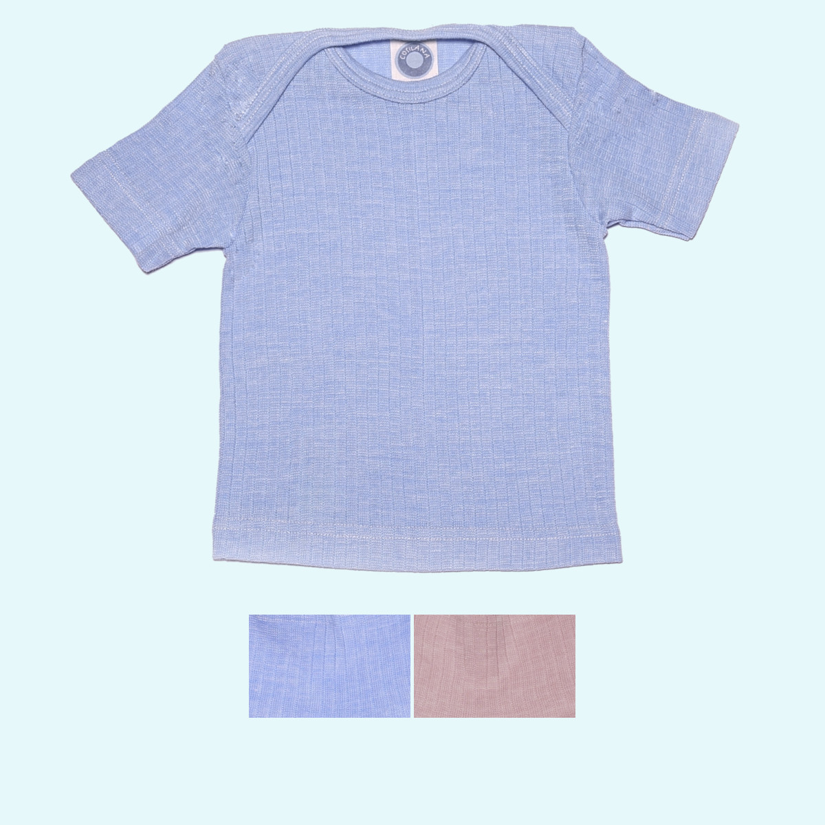 Baby Schlupfhemd kurzarm aus Wolle-Seide-Baumwolle - Cosilana Sommer Schlupfhemd für Babys aus Wolle-Seide-Baumwolle von Cosilana - kurzarm