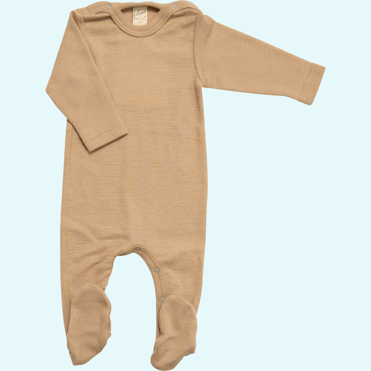 Schlafanzug aus Wolle Seide für Babys Baby Overall Schlafanzug mit Fuß Wolle Seide langarm farbig uni GOTS