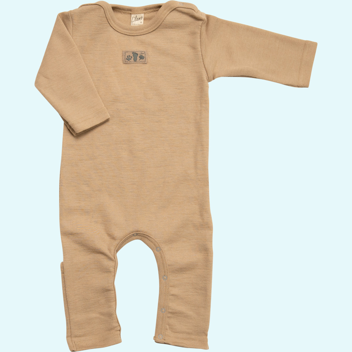 Wagenanzug für Babys im Winter aus Wolle Seide Baby Overall Anzug mit Umschlagbündchen Wolle Seide langarm farbig uni GOT