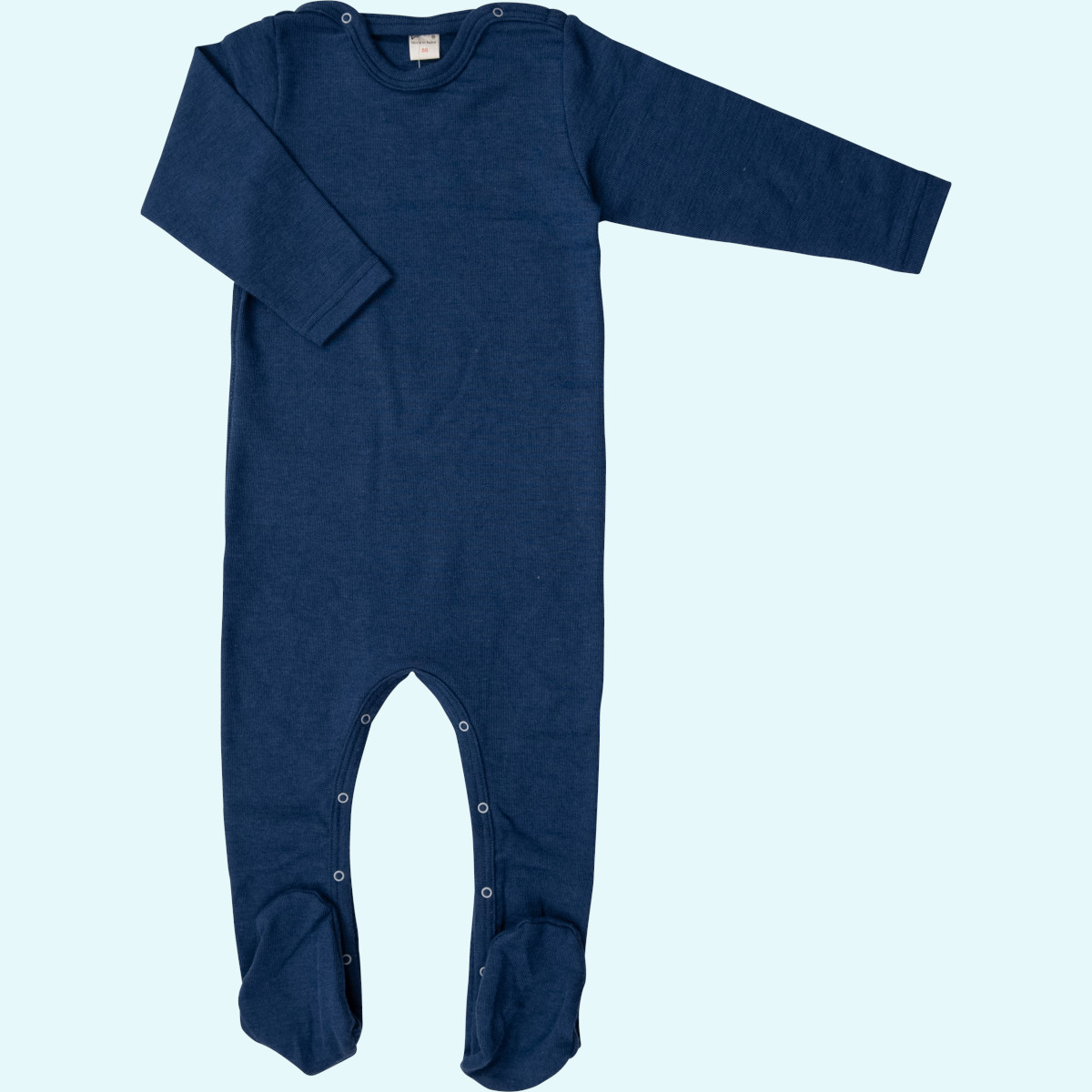 Schlafanzug aus Wolle Seide für Babys Baby Overall Schlafanzug mit Fuß Wolle Seide langarm farbig uni GOTS