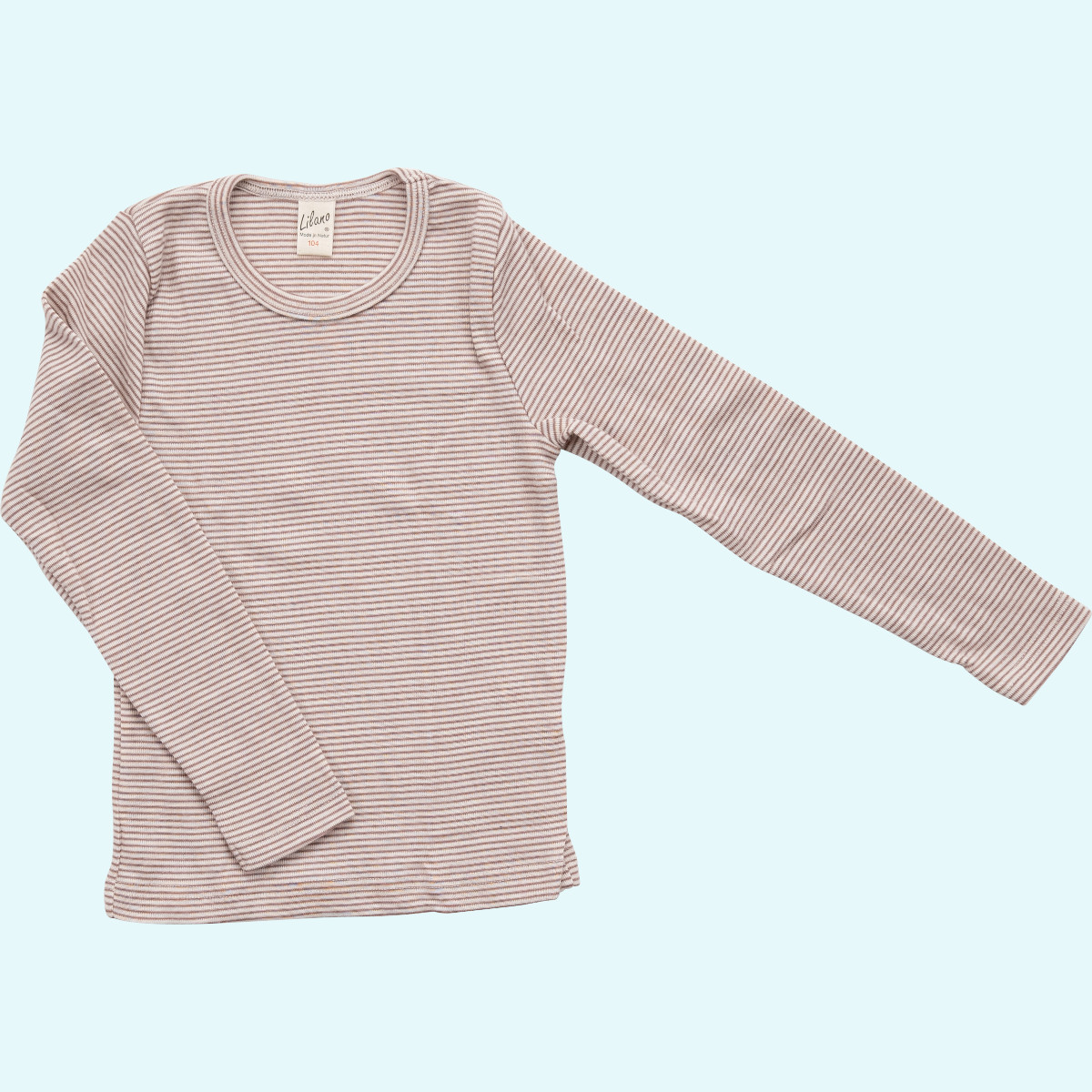 Wolle/Seide Shirt für Kinder von Lilano Kinder Shirt - Pulli Wolle Seide Langarm farbig geringelt GOTS