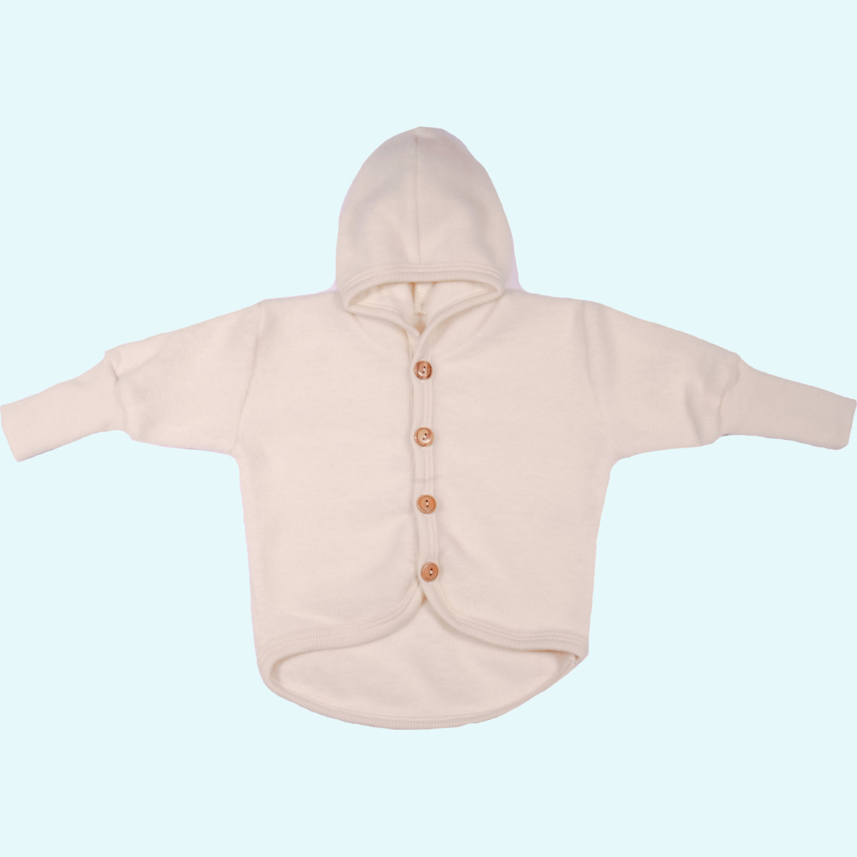 Kuscheweiche Baby Wollfleece Jacke von Cosilana natur Wollfleece Baby Jacke/Jäckchen natur mitwachsend mit Kapuze von Cosilana aus BIO merino Schurwolle & Baumwolle - ideal im Winter & für empfindliche Haut GOTS