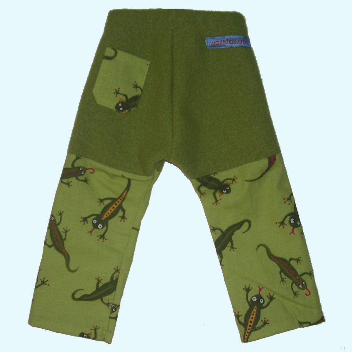 Wollkids Baby Sommer Wollüberhose lang für Stoffwindel 100% Wollwalk SALE Wollkids Baby Sommer Windel Wollüberhose lang für Stoffwindeln aus 100% Wollwalk - grün Gecko