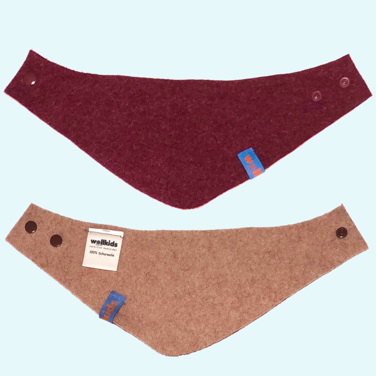 Warmes Wollkids Baby & Kinder Doubleface Wollwalk Halstuch Dreieckstuch aus 100% Wolle für den Winter