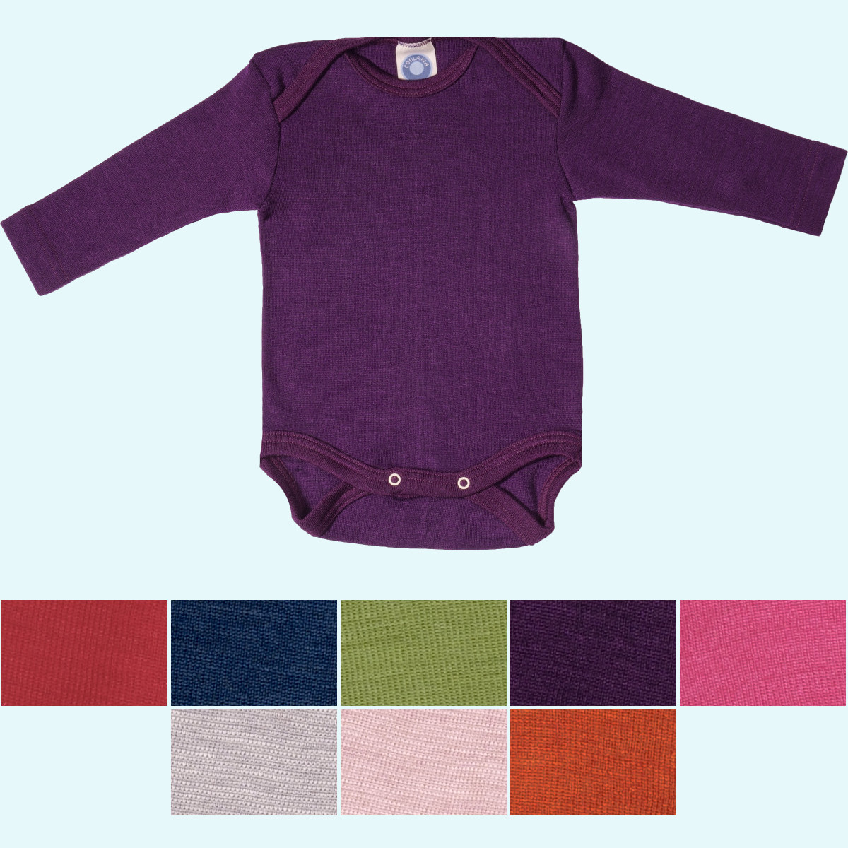 Baby Body Wolle Seide Langarm farbig uni GOTS