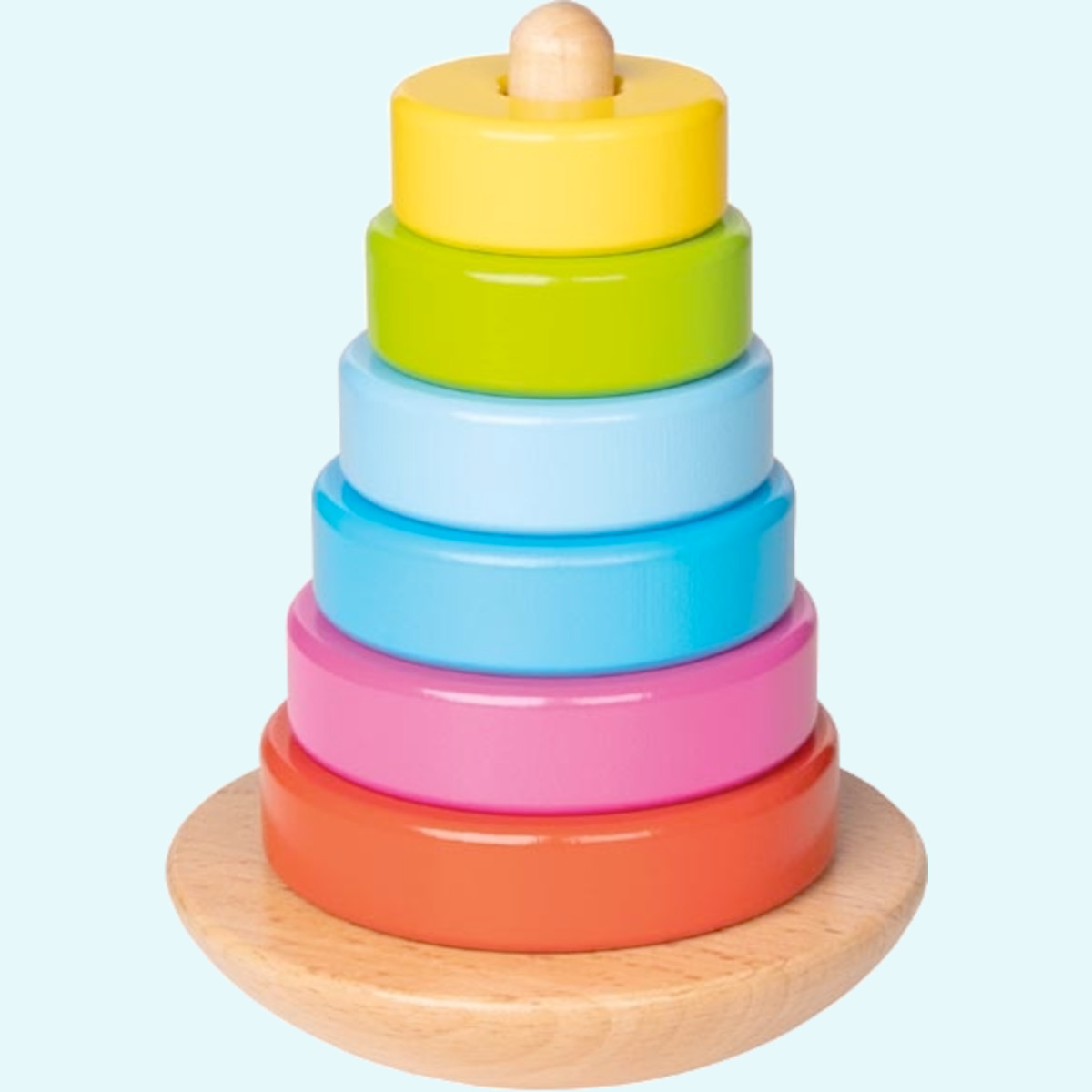 Kleiner bunter Stapelturm aus Holz für Kinder von Goki - 7 teilig Kleiner bunter Stapelturm aus Holz für Kinder von Goki - 7 teilig