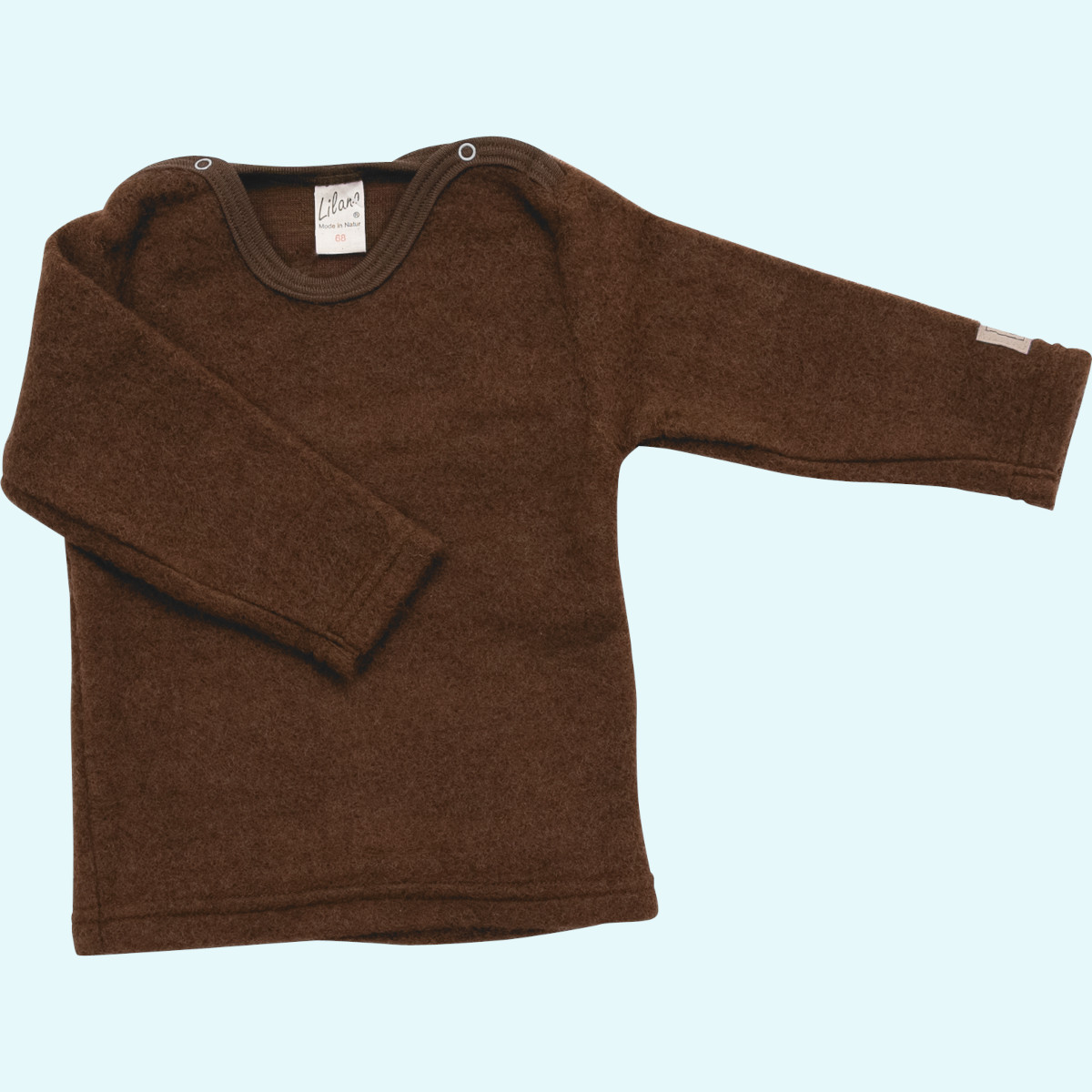 Shirt Pulli Wollfrottee Plüsch langarm schoko GOTS