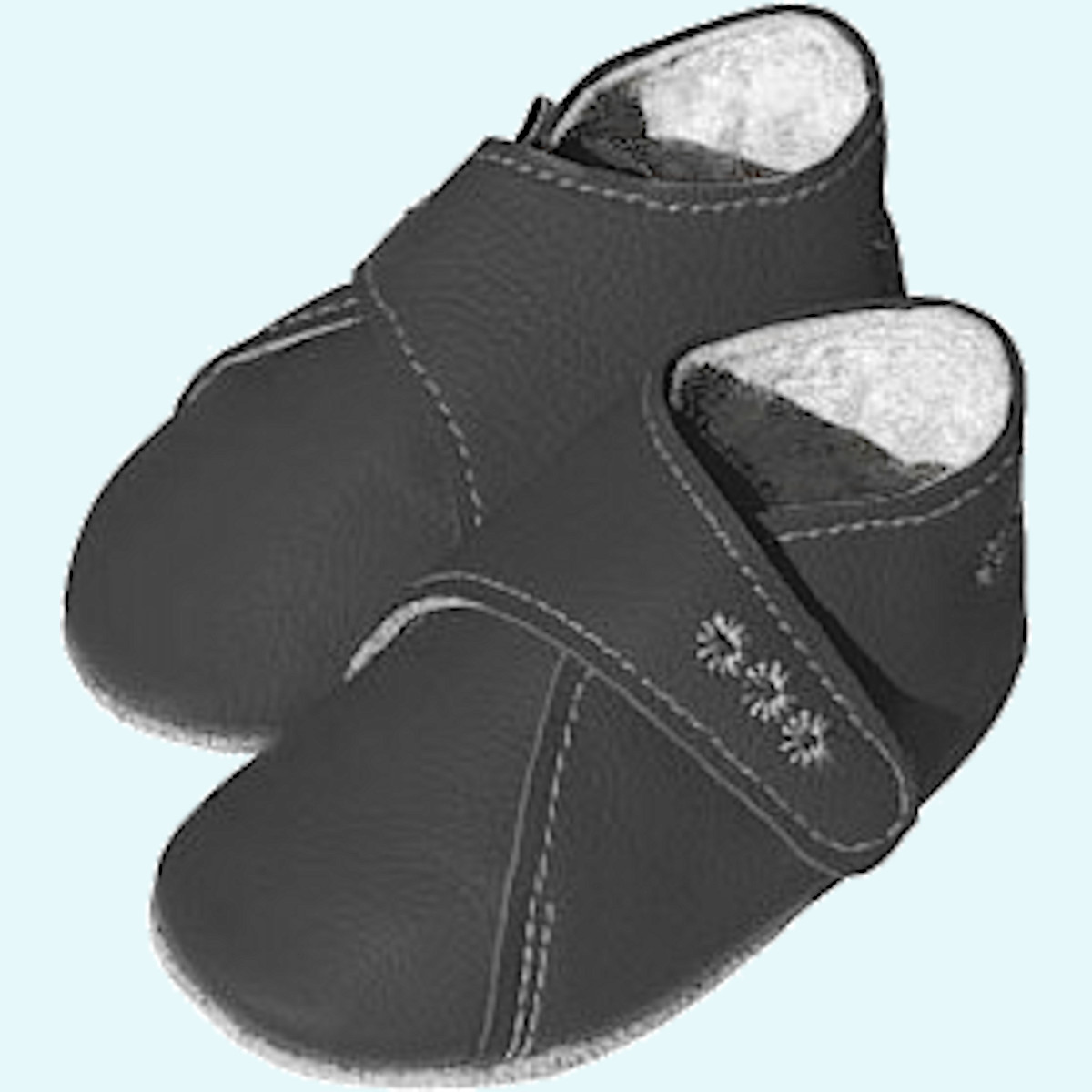 Süße Kinder Hausschuhe mit Klettverschluß - Krabbelpuschen - Bio-Leder mit Schurwollfutter