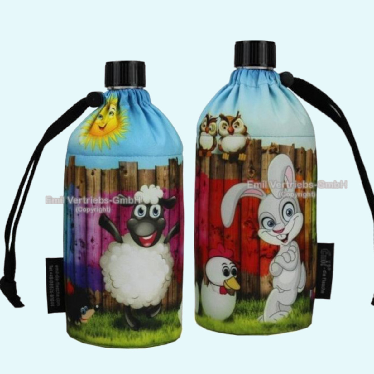 Emil Kinder Trinkflaschen mit Blume des Lebens Schule Emil die Flasche - Kinder Glas-Trinkflaschen für die Schule mit Blume des Lebens & Isolier-Behälter - Die gesunde Trinkflasche