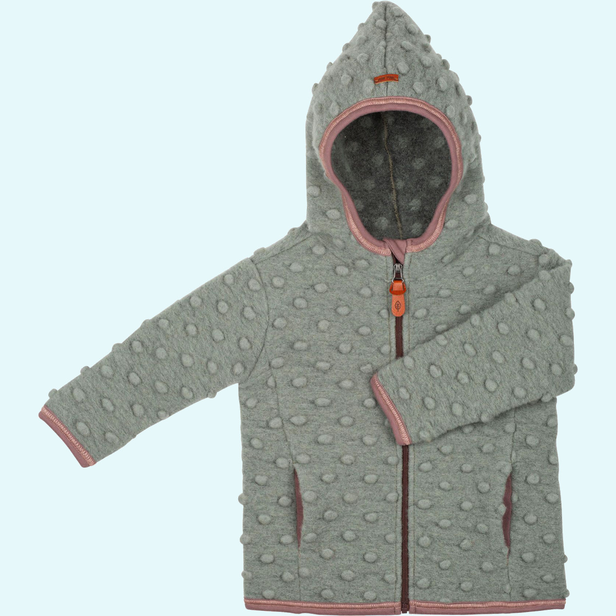 Pure Pure Kinder Wollwalk Jacke aus Merinowolle mit Reißverschluss & Kapuze ideal im Übergang & Winter