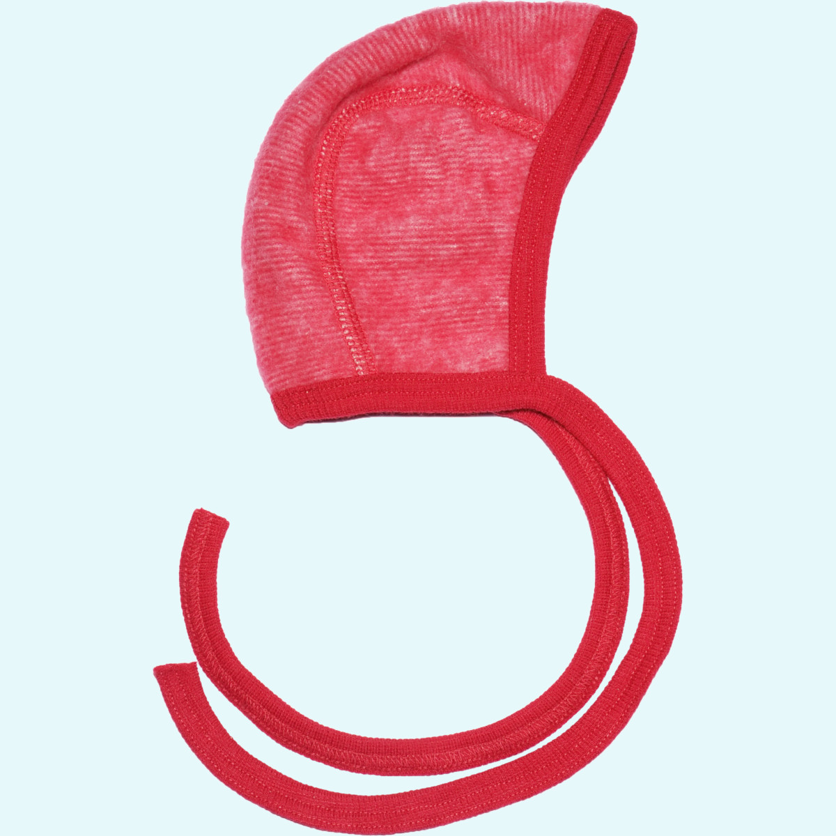 Herzige Cosilana Wollfleece Baby Häubchen rot melange SALE - Winter Wollfleece Baby Häubchen/Erstlingsmütze mitwachsend von Cosilana aus kbT merino Schurwolle & Baumwolle - ideal für empfindliche Haut GOTS
