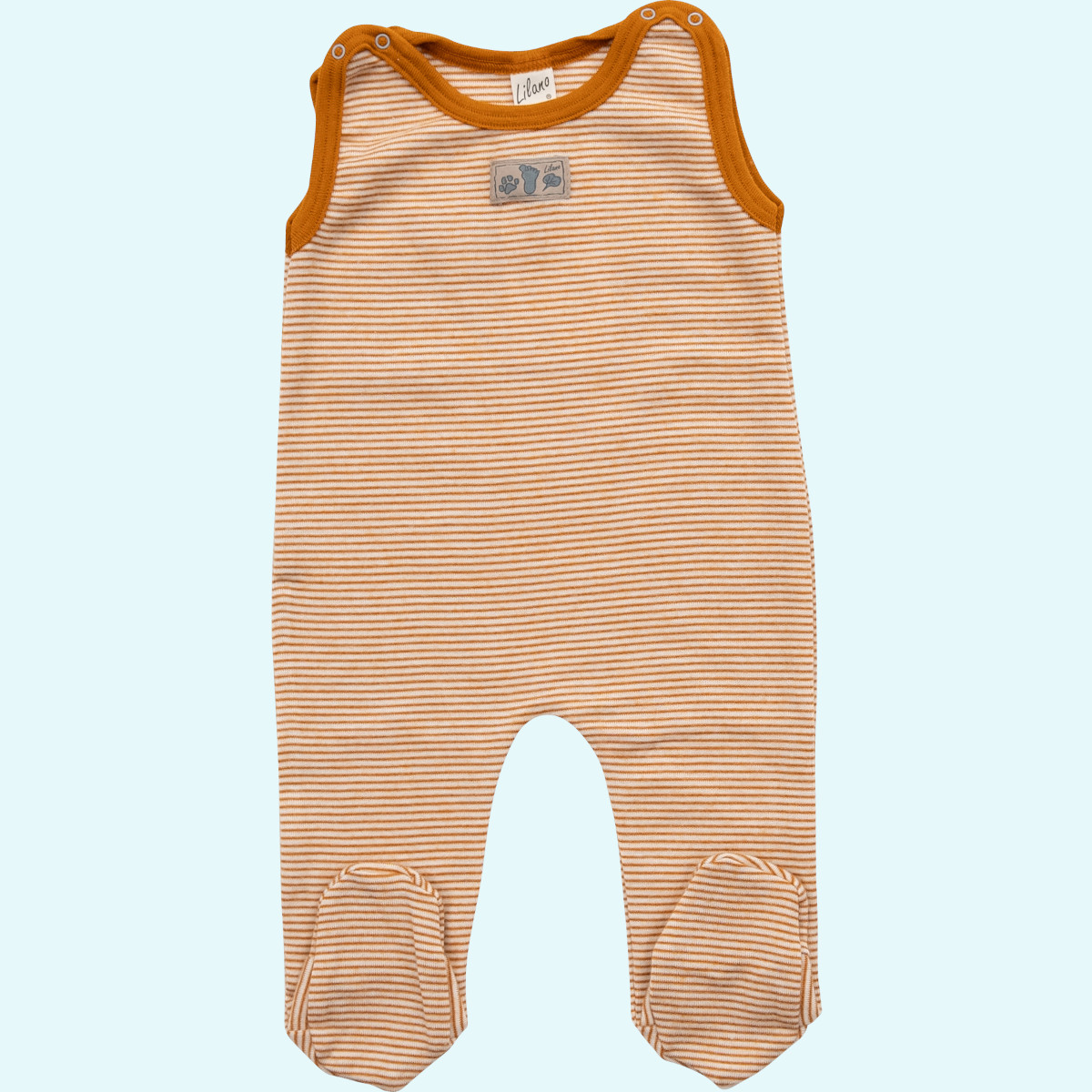 Baby Strampler aus Wolle Seide von lilano Baby Strampler mit Fuß Wolle Seide farbig geringelt GOTS