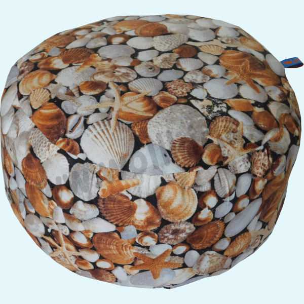 Wollkids Sitzkissen rund 40cm in braun/weiß Muscheln - Baumwolle & Walk Wollkids Erwachsenen Sitzkissen-Pouf rund 60cm in braun/weiß Muscheln aus Bio Baumwolle & Wollwalk