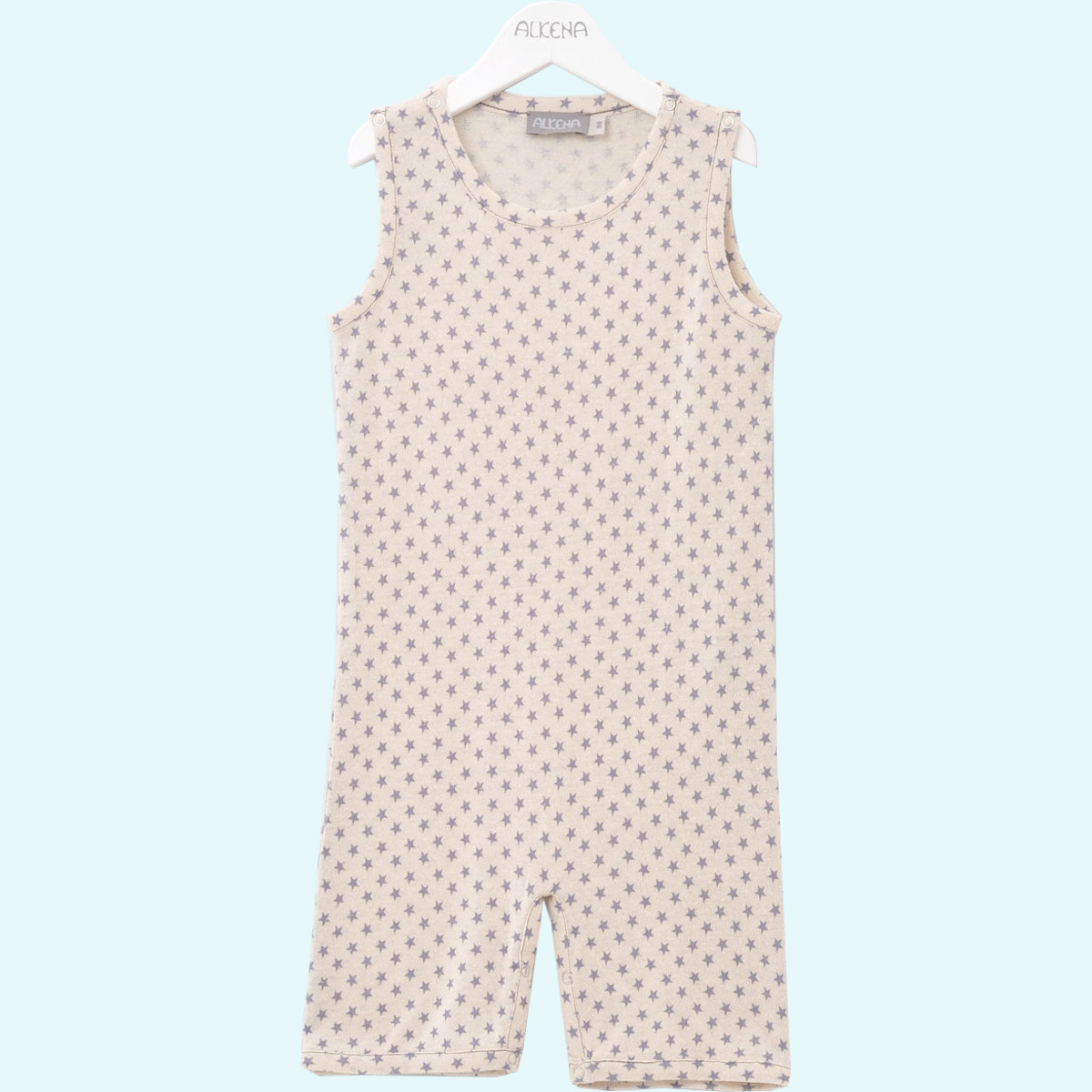 Sommer Schlafanzug für Babys aus 100% Seide - Alkena natur Sterne Sommer Schlafanzug für Babys aus 100% Seide von Alkena - Farbe natur Sterne