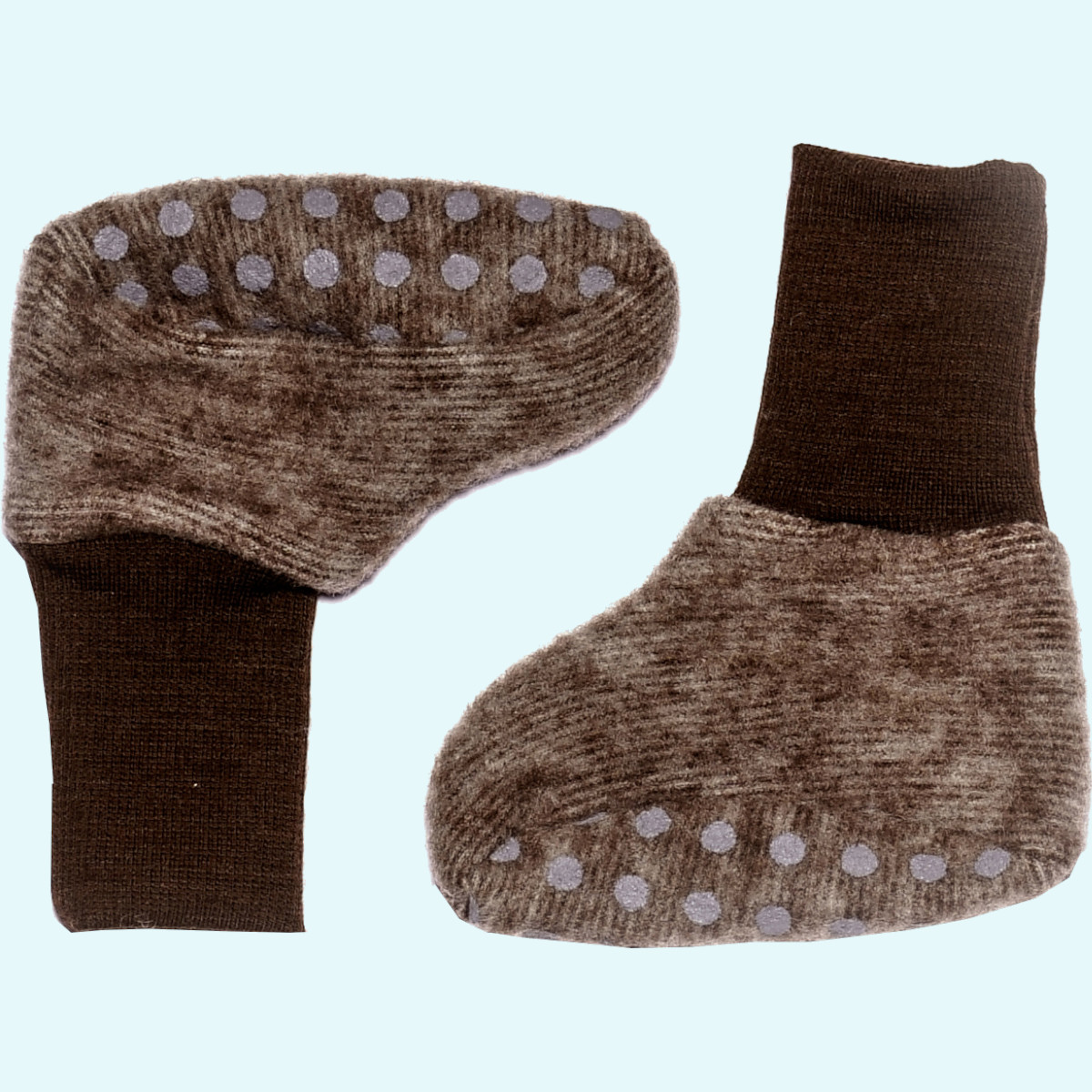 Süße Baby Schühchen aus Wollfleece von Cosilana Warme Winter Wollfleece Baby Schuhe - Babyschühchen mitwachsend mit Anti-Rutsch-Noppen von Cosilana aus BIO merino Schurwolle & Baumwolle GOTS