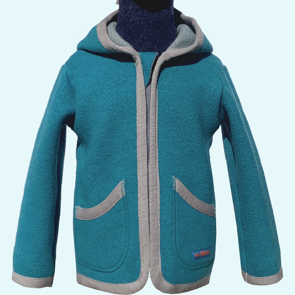Wollkids Kinder Wollwalkjacke doubleface 100% Merinowolle mit Reißverschluss & Kapuze