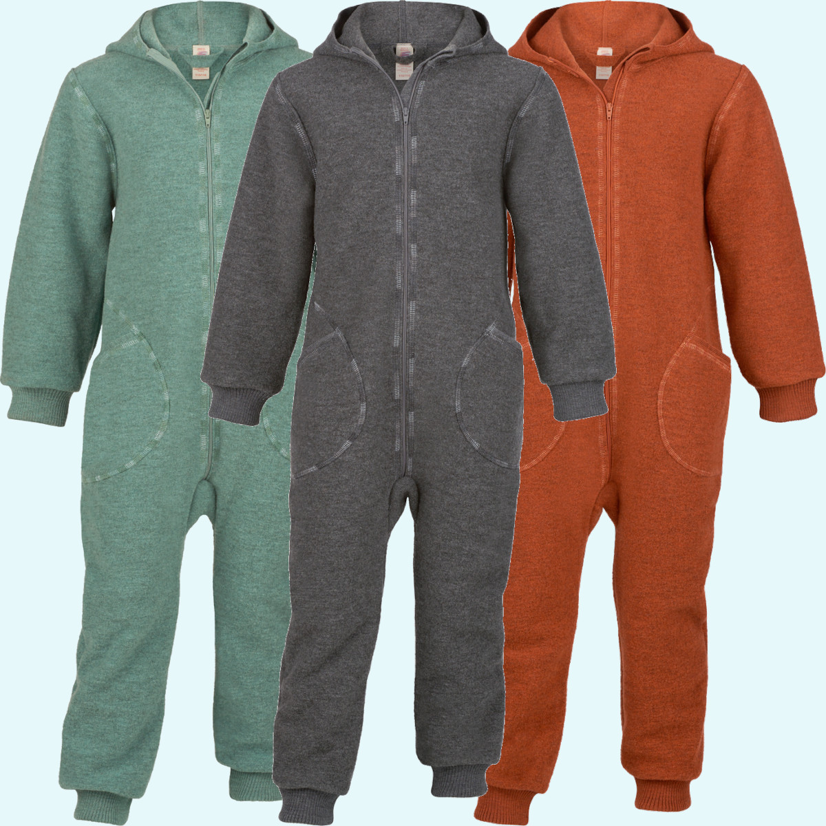Engel Wollwalk Overall für Kinder Baby Kinder Overall mit Kapuze Schurwoll Walk farbig uni IVN BEST