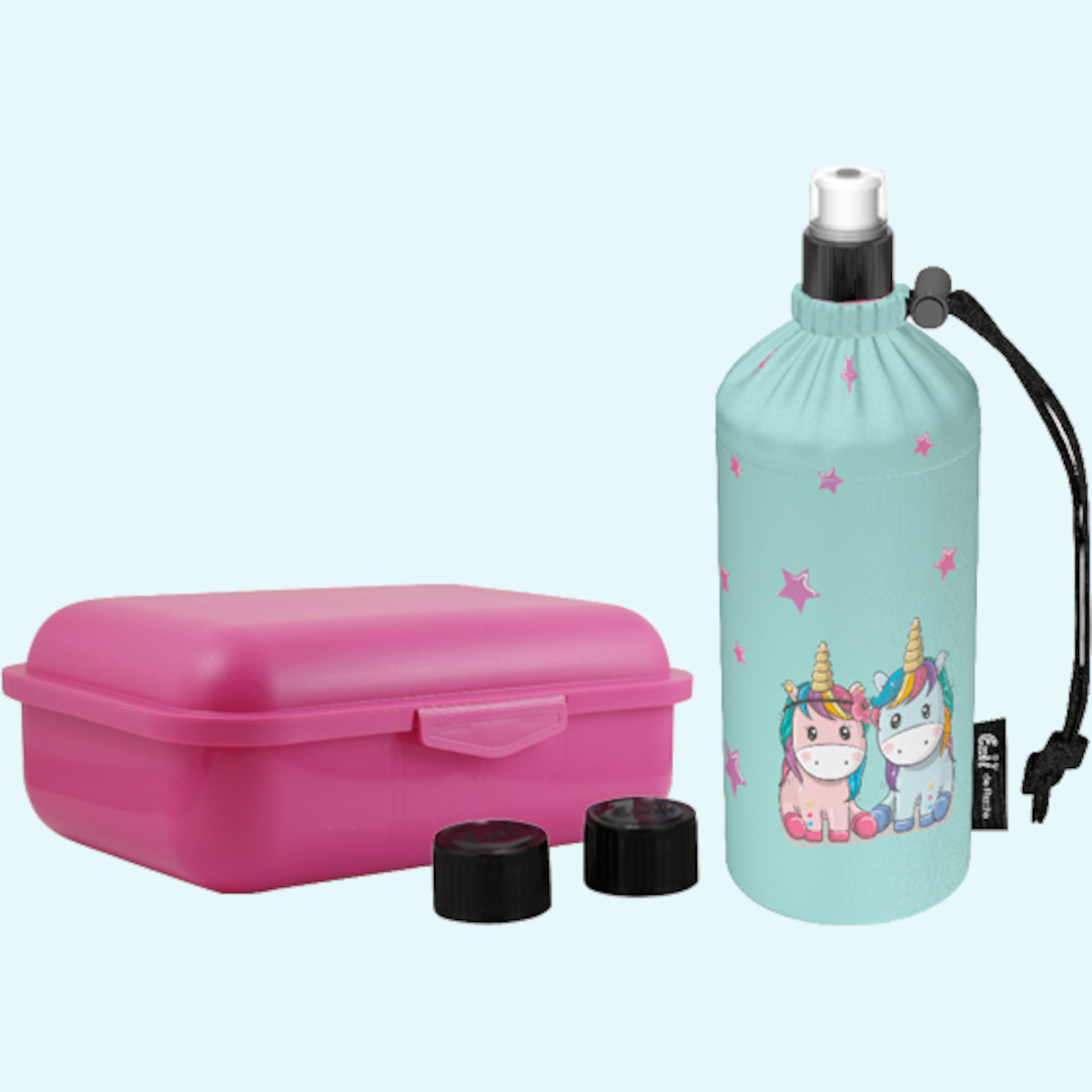 Emil Kinder Schulstart Starter-Set mit Brotdose + Trinklasche Emil - Kindergarten & Schulstart Starter-Set für Kinder - Brotdose, Trinkflasche mit Trinkcap & Ersatzverschlüsse