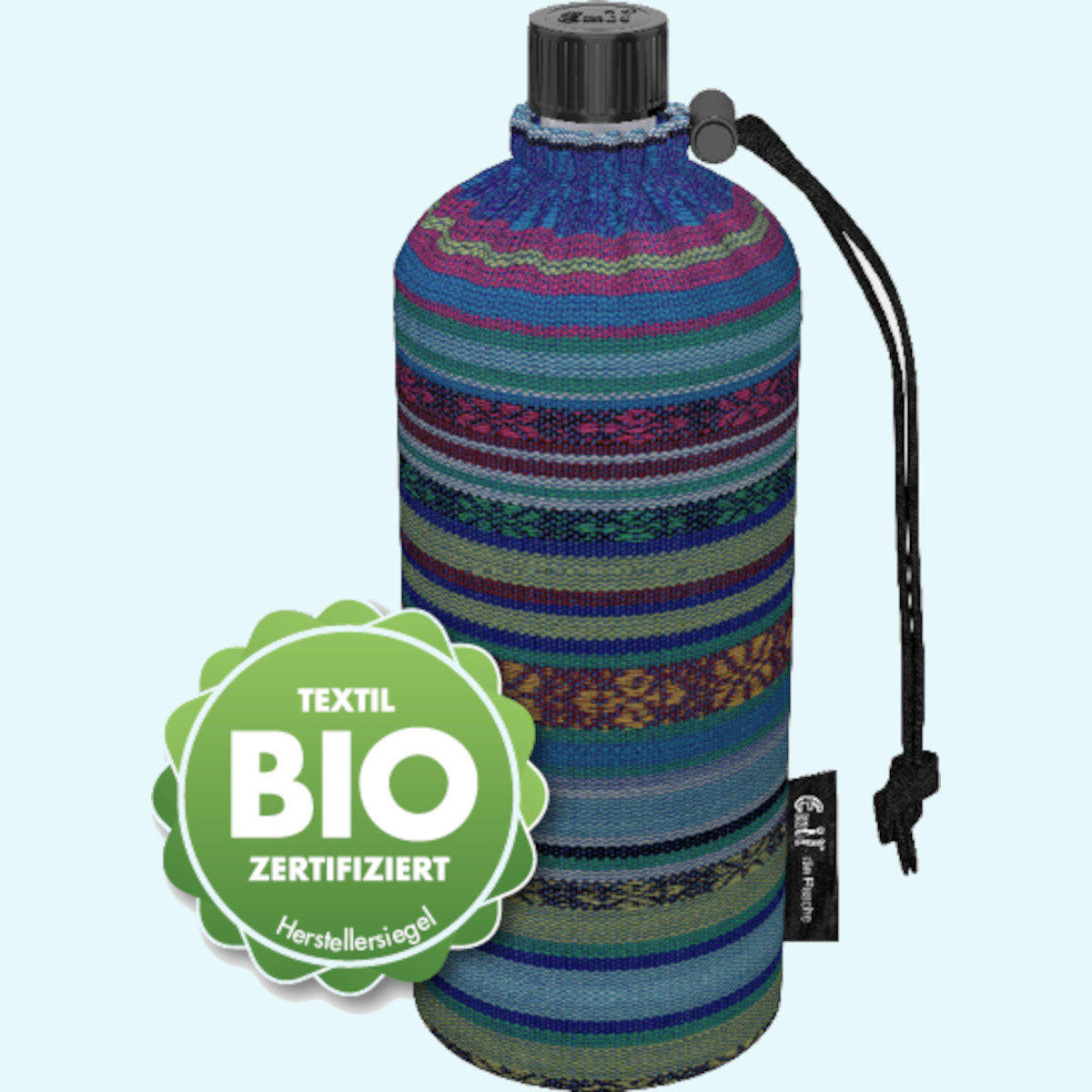 Große 0,75l Emil Glas-Trinkflasche mit Blume des Lebens Große 0,75 Liter Emil die Flasche Glasflasche für Kinder & Erwachsene mit Blume des Lebens & Isolierbehälter - Die gesunde Trinkflasche