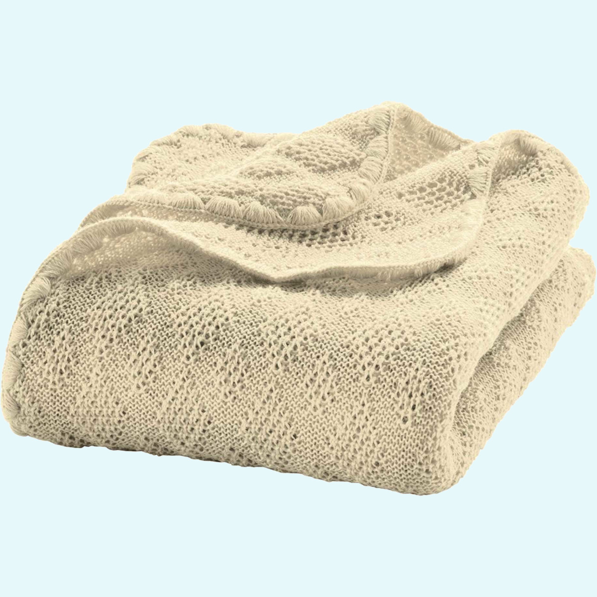 Weiche disana Baby Strick-Kuscheldecke aus Merino-Wolle  Zauberhafte disana Baby Strick-Decke 80x100 aus kbT merino Schurwolle - Kuscheldecke GOTS
