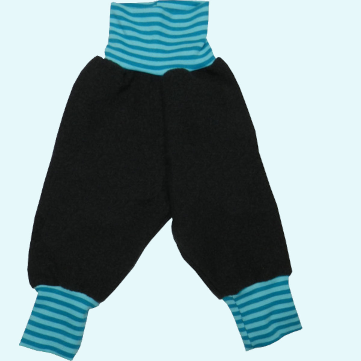 Warme Wollkids Kinder Hose mit Nabelbund 100% Wollwalk anthrazit/blau Warme Wollkids Baby & Kinder Winter Hose mit Nabelbund aus 100% Wollwalk - Farbe anthrazit/blau