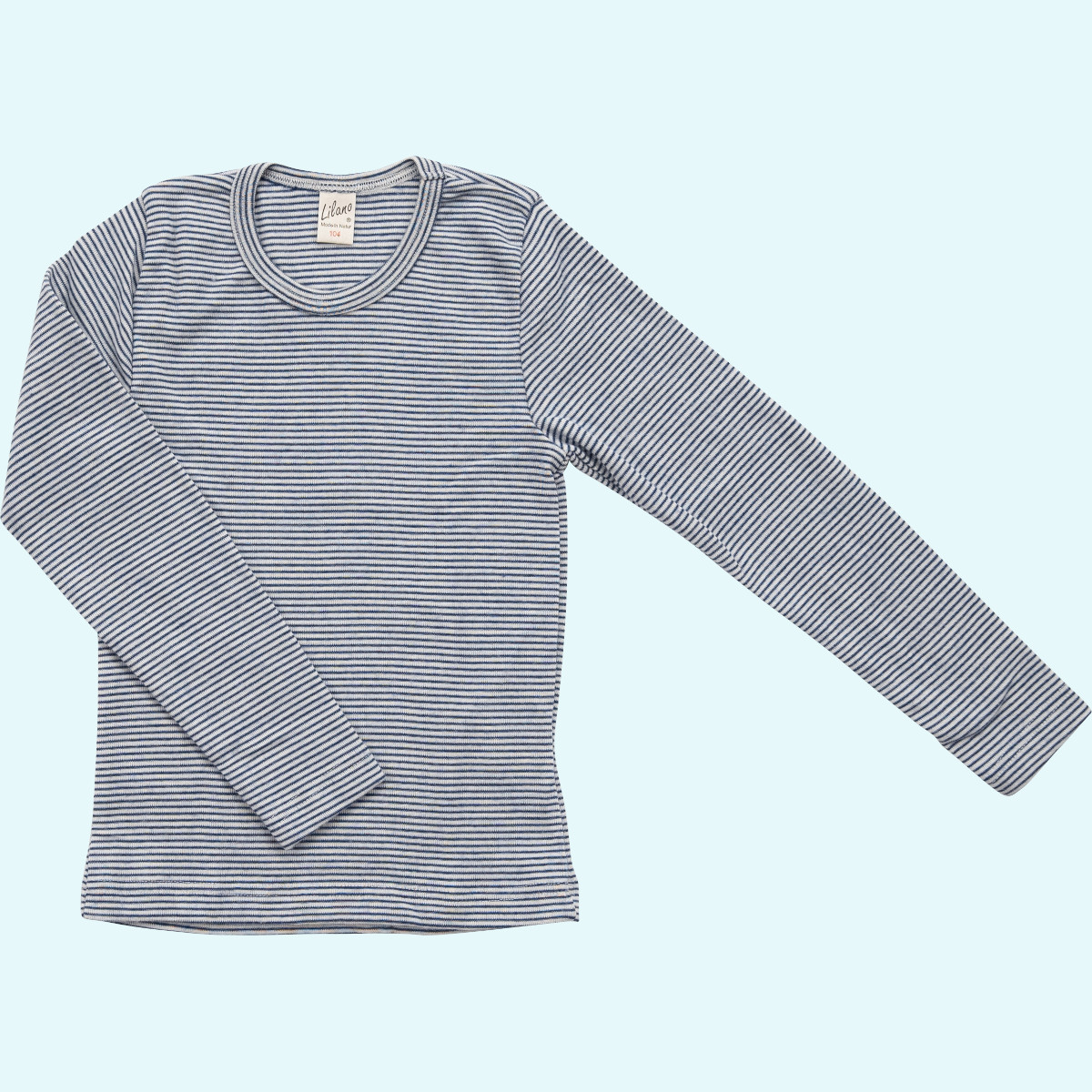 Wolle/Seide Shirt für Kinder von Lilano Kinder Shirt - Pulli Wolle Seide Langarm farbig geringelt GOTS