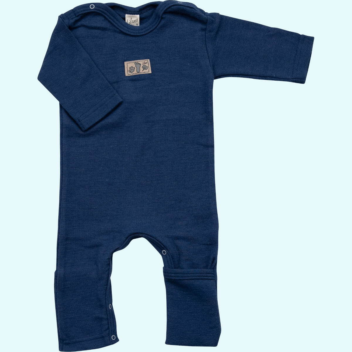 Wagenanzug für Babys im Winter aus Wolle Seide Baby Overall Anzug mit Umschlagbündchen Wolle Seide langarm farbig uni GOT