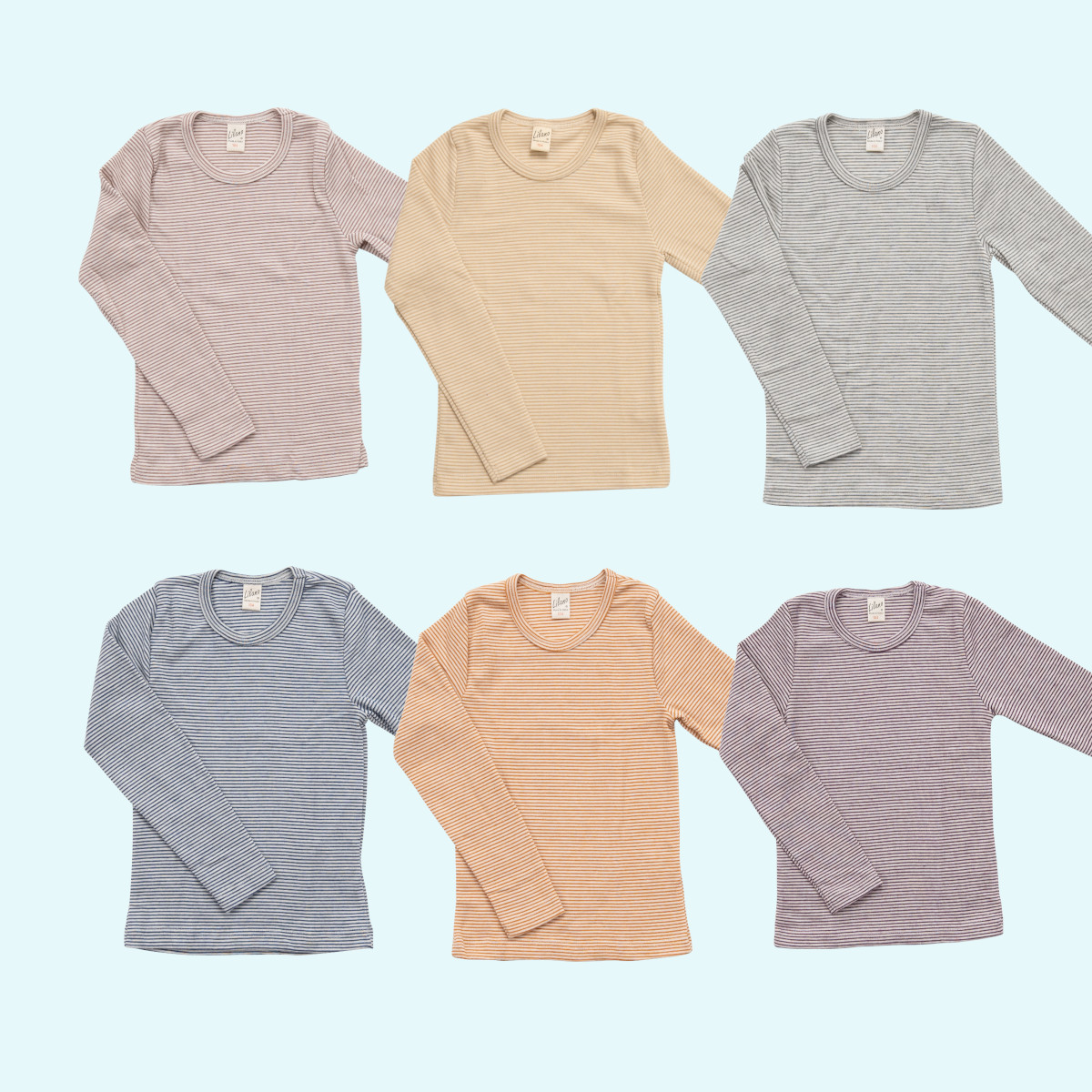 Kinder Shirt - Pulli Wolle Seide Langarm farbig geringelt GOTS