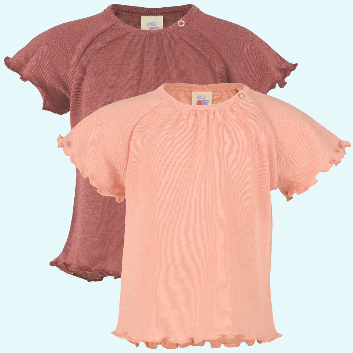 Engel Wolle/Seide Shirt für Babys Baby Shirt gerüscht Wolle Seide farbig uni GOTS