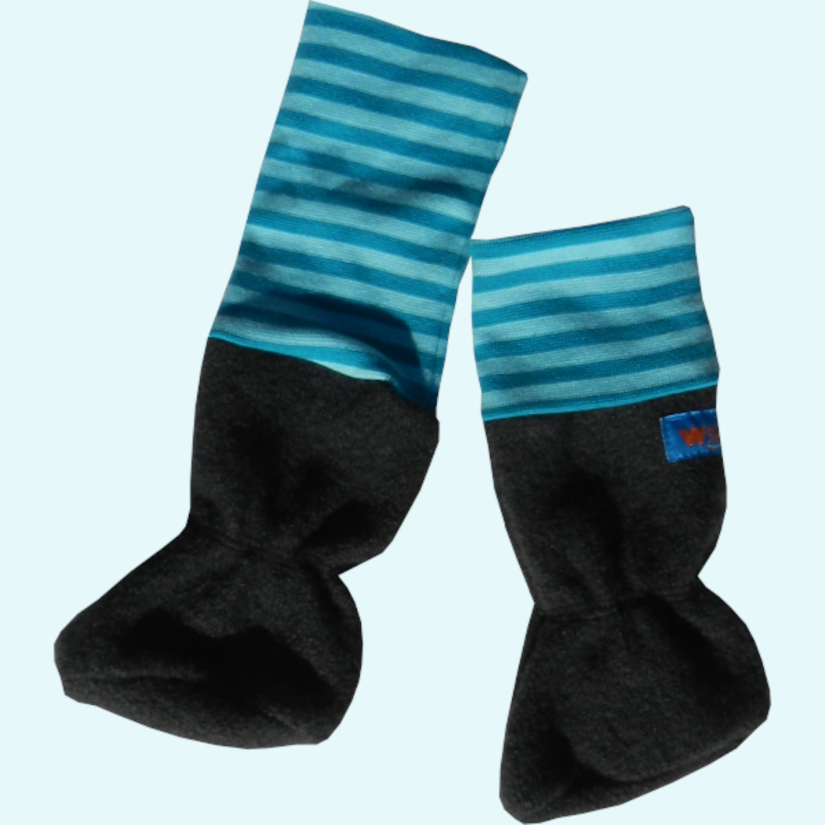 Wollkids Baby Wollwalk Trageschuhe mit hohem Bündchen anthrazit Wollkids Baby Wollwalk Trageschuhe mit hohem Baumwolle Bündchen für Tragekinder & Tragebabys anthrazit/blau