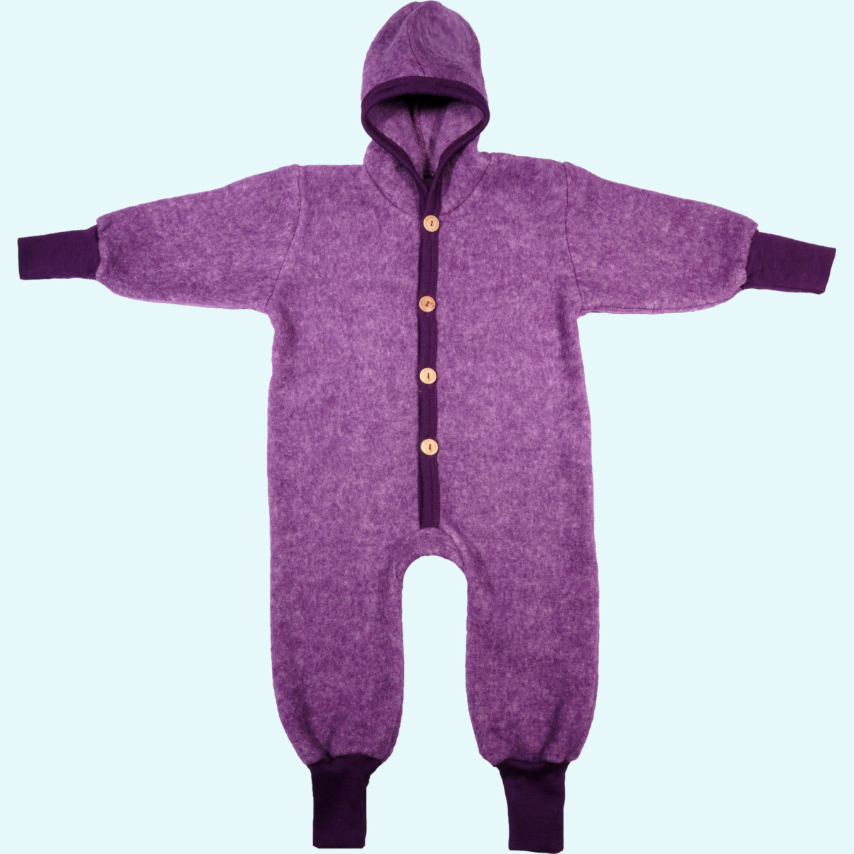 Flauschiger Wollfleece Overall für Babys von Cosilana Wollfleece Winter Overall für Babys mitwachsend mit Kapuze von Cosilana aus BIO merino Schurwolle & Baumwolle - ideal für empfindliche Haut GOTS