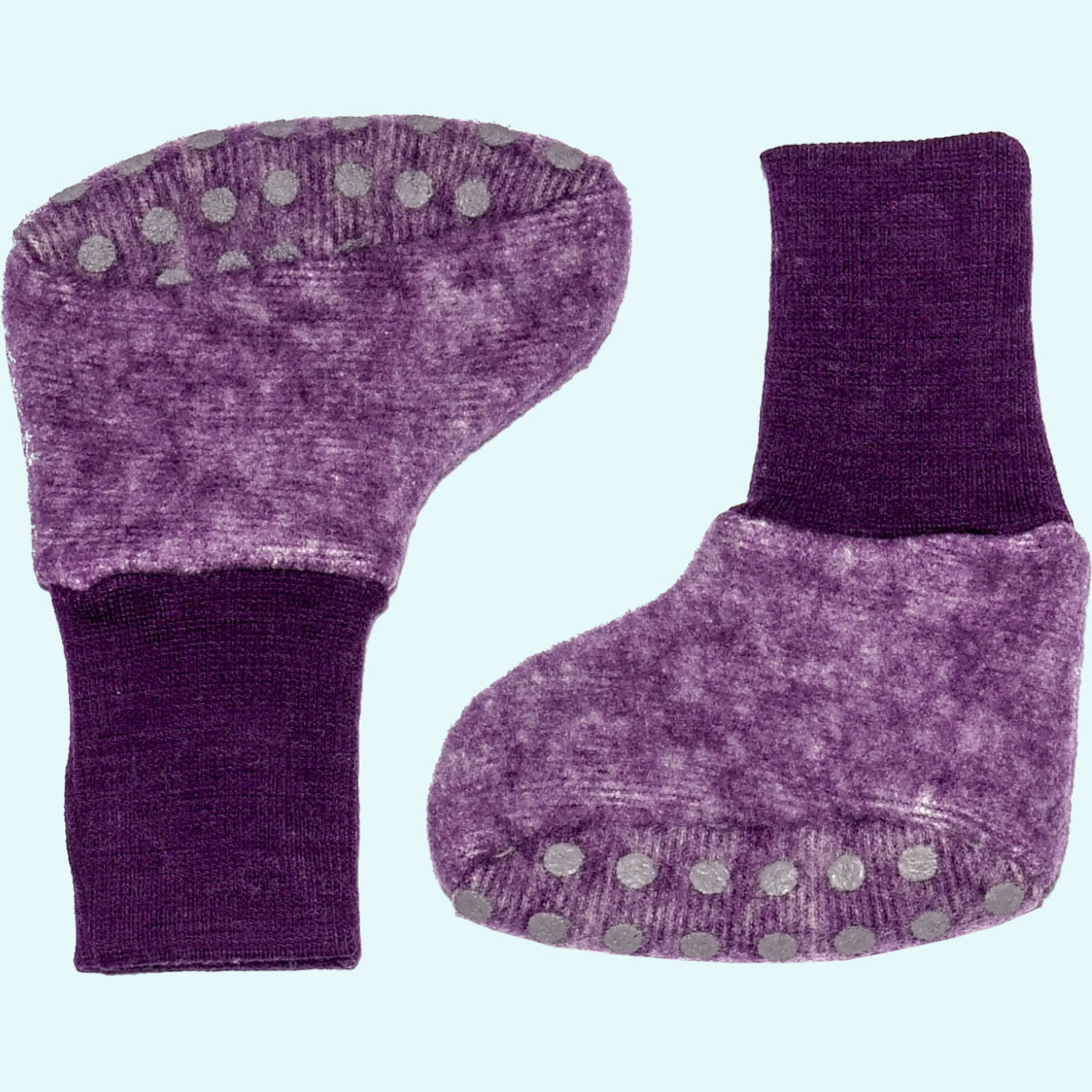 SALE - Weiche Wollfleece Baby Schuhe von Cosilana SALE -  Warme Winter Wollfleece Baby Schuhe - Babyschühchen mitwachsend mit Anti-Rutsch-Noppen von Cosilana aus BIO merino Schurwolle & Baumwolle GOTS