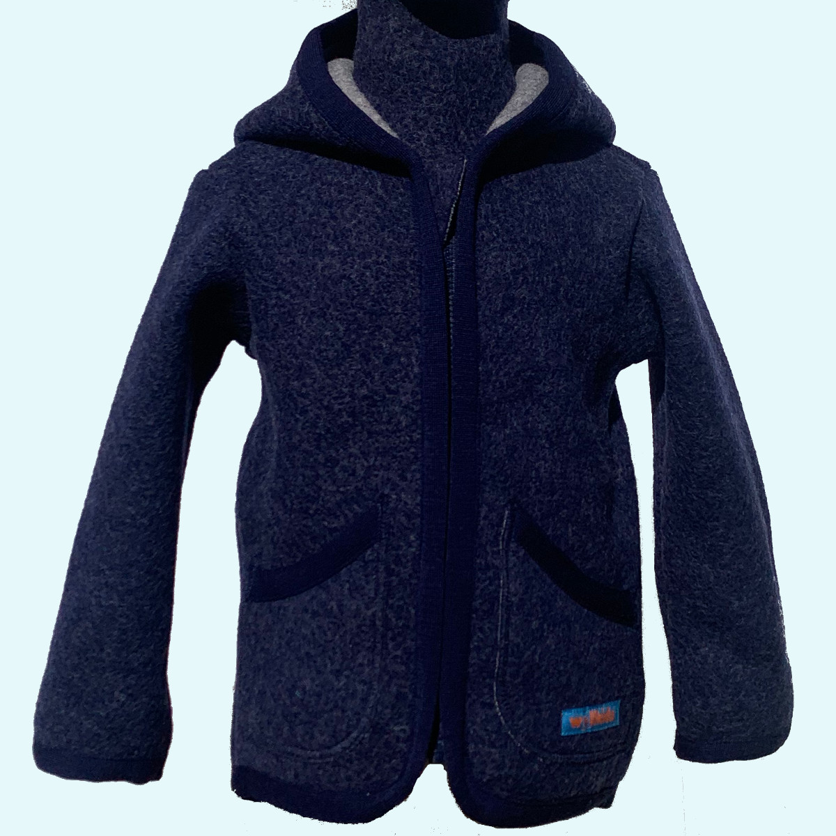 Wollkids Kinder doubleface Wollwalk Jacke 100% Merinowolle mit Reißverschluss & Kapuze